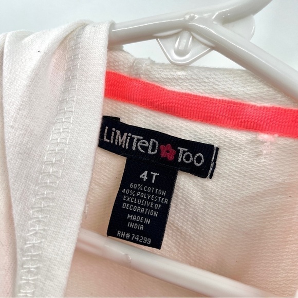NWT LIMITED Girl's White & Pink Short Sleeve Zip Up Sweater Size 4T - Picture 5 of 11